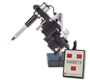 The Drummond Nanoject II Auto-Nanoliter Injector is specifically designed to perform ultra-delicate nanoliter injection procedures into oocytes, embryos, and tissues, etc.
